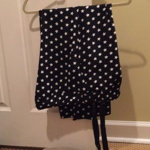 Navy star cropped tie waist pant